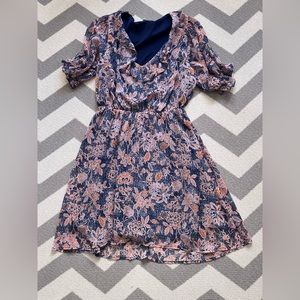 Collective Concepts orange and blue flower print dress